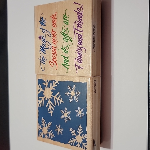 FESTIVE  RUBBER STAMPS WITH INK SET - Picture 2 of 10